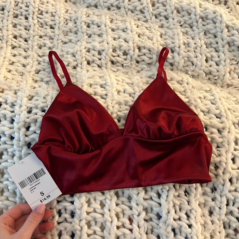 Forever 21 Burgundy Satin Triangle Bralette